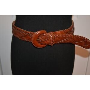 Brown Leather Braided Belt Made In Turkey Size Medium